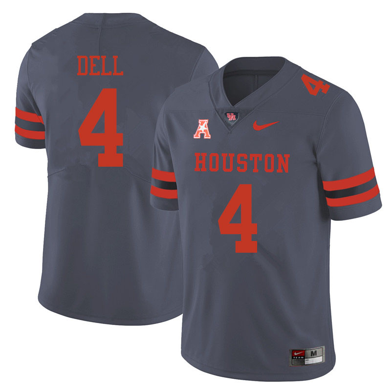 Men #4 Nathaniel Dell Houston Cougars College Football Jerseys Sale-Gray - Click Image to Close